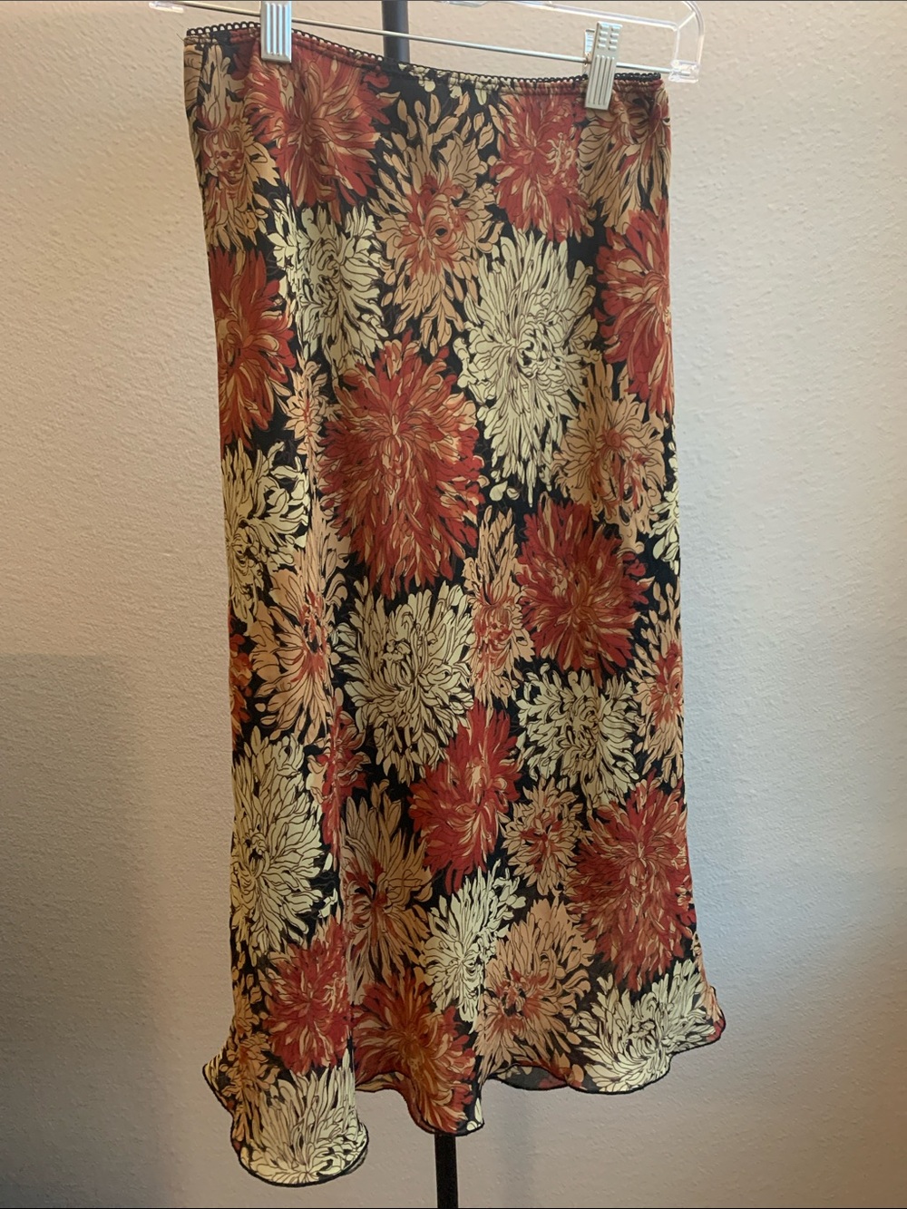 La Belle Floral Midi Slip Skirt Vintage Size 7